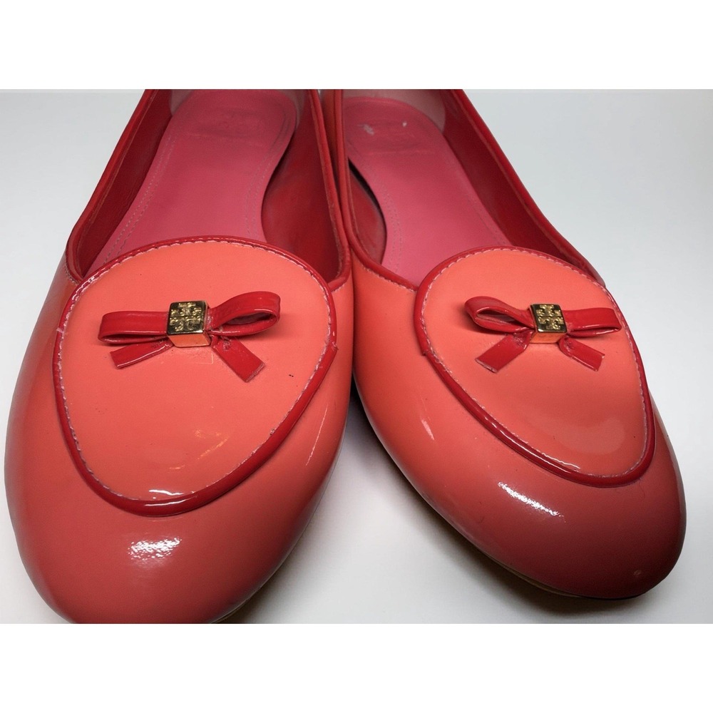 TORY BURCH Dakota LOAFER Rose Pink Lobster Red Ballet PATENT LEATHER Sz 6.5 - Picture 3 of 9